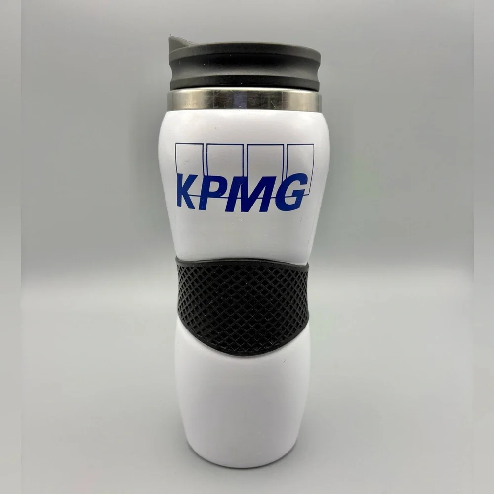 KPMG White Stainless Steel Travel Mug 14 oz Insulated Coffee Tumbler